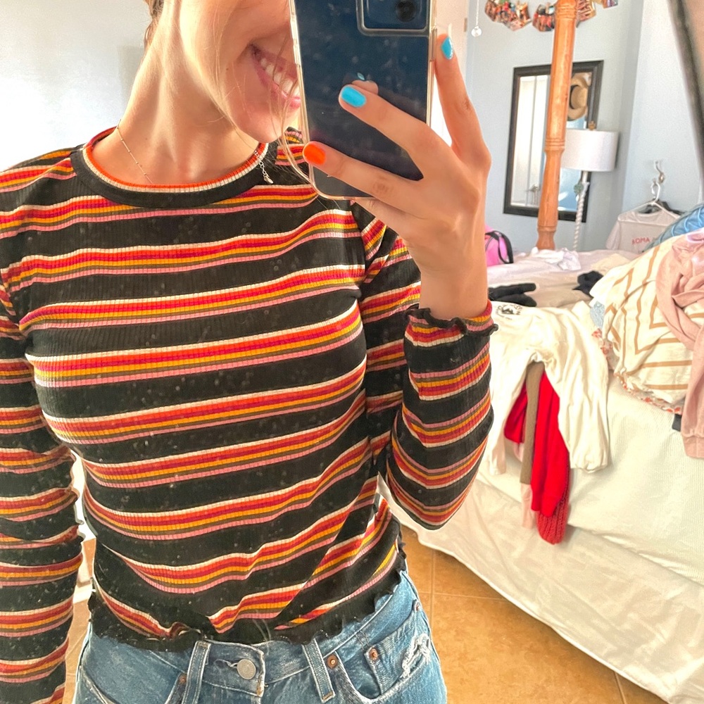 Striped scalloped shirt